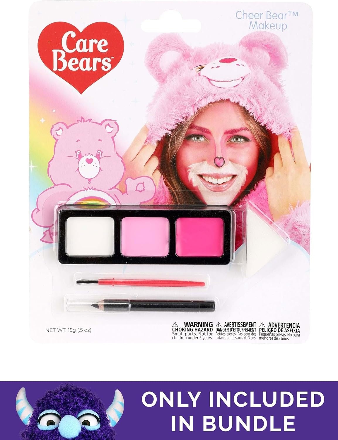 image:imageCare Bears Cheer Bear Ears amp Patch Costume Kit for Adults with Headband amp IronOn Patch Accessory SetBundle W Makeup Kit