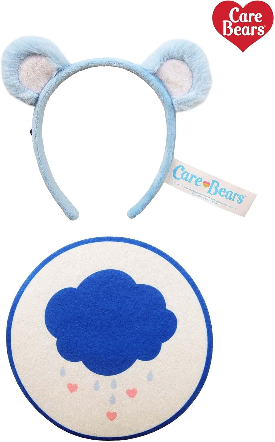 image:imageCare Bears Grumpy Bear Ears and Patch Costume Kit for Adults with Headband and IronOn Patch Accessory SetBundle W Makeup Kit