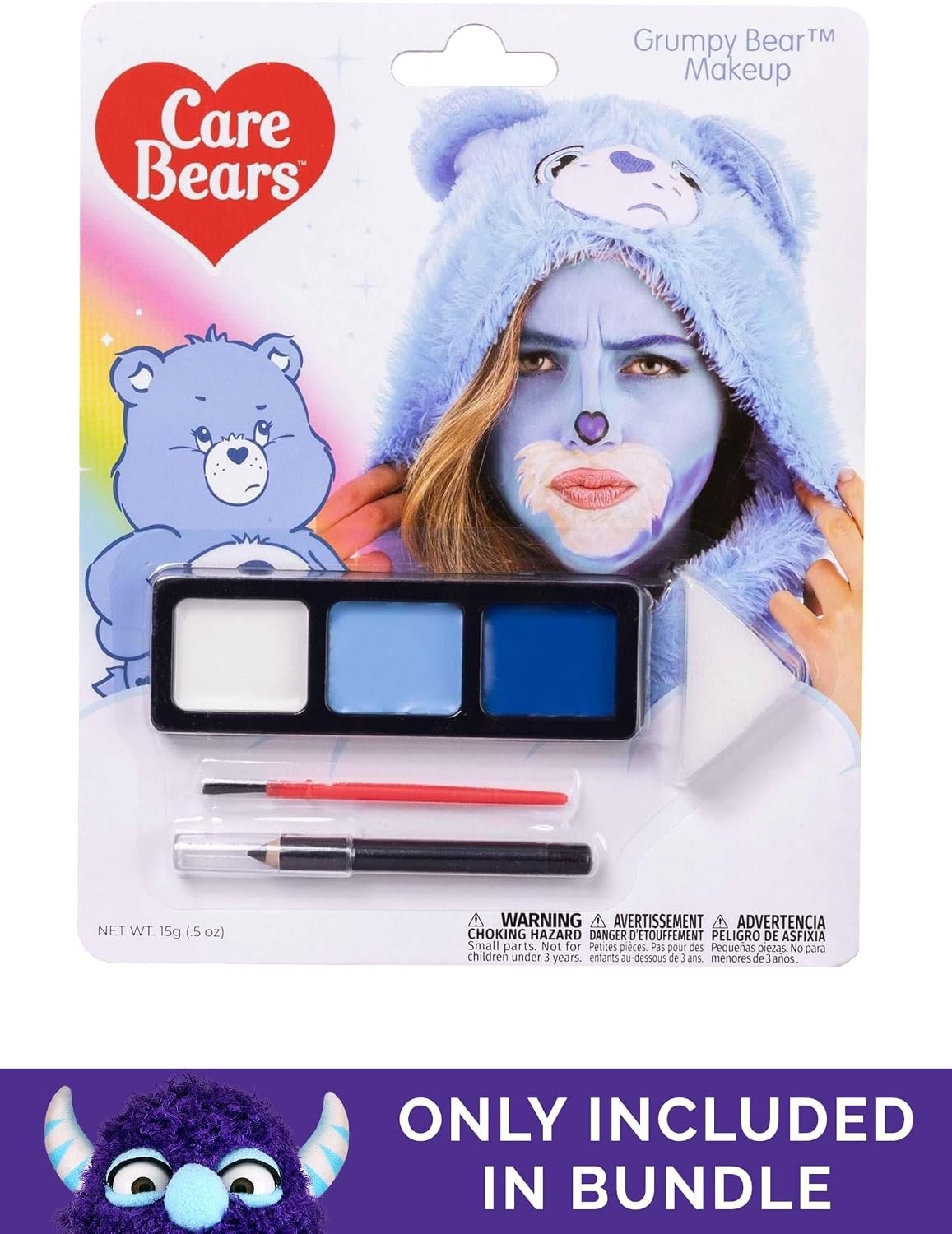 image:imageCare Bears Grumpy Bear Ears and Patch Costume Kit for Adults with Headband and IronOn Patch Accessory SetBundle W Makeup Kit