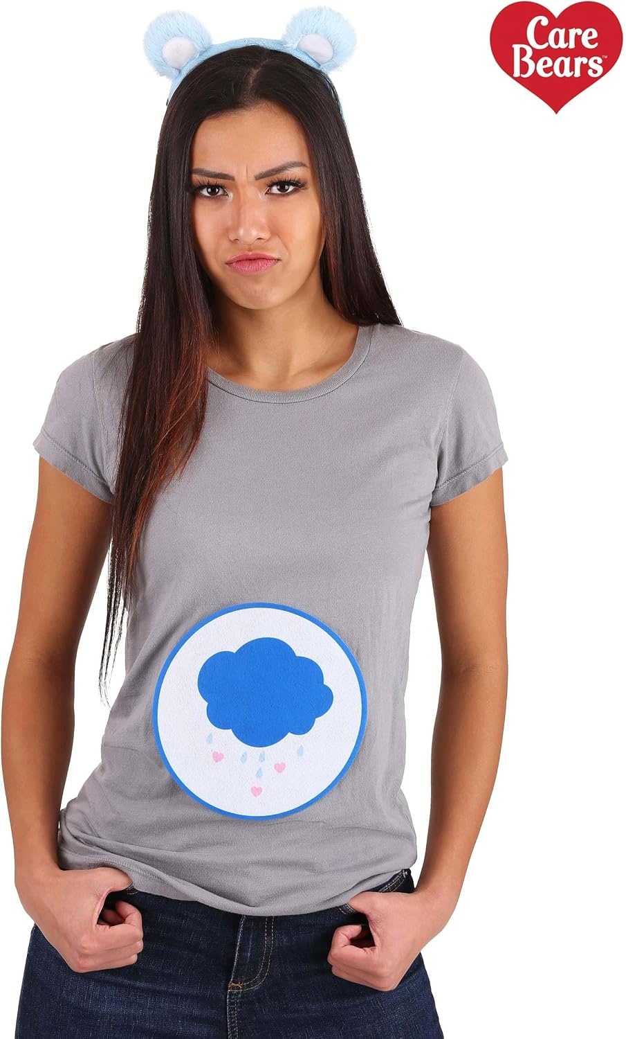 image:imageCare Bears Grumpy Bear Ears and Patch Costume Kit for Adults with Headband and IronOn Patch Accessory SetBundle W Makeup Kit