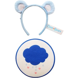 Care Bears Grumpy Bear Ears and Patch Costume Kit for Adults with Headband and Iron-On Patch Accessory Set(Bundle W/ Makeup Kit)