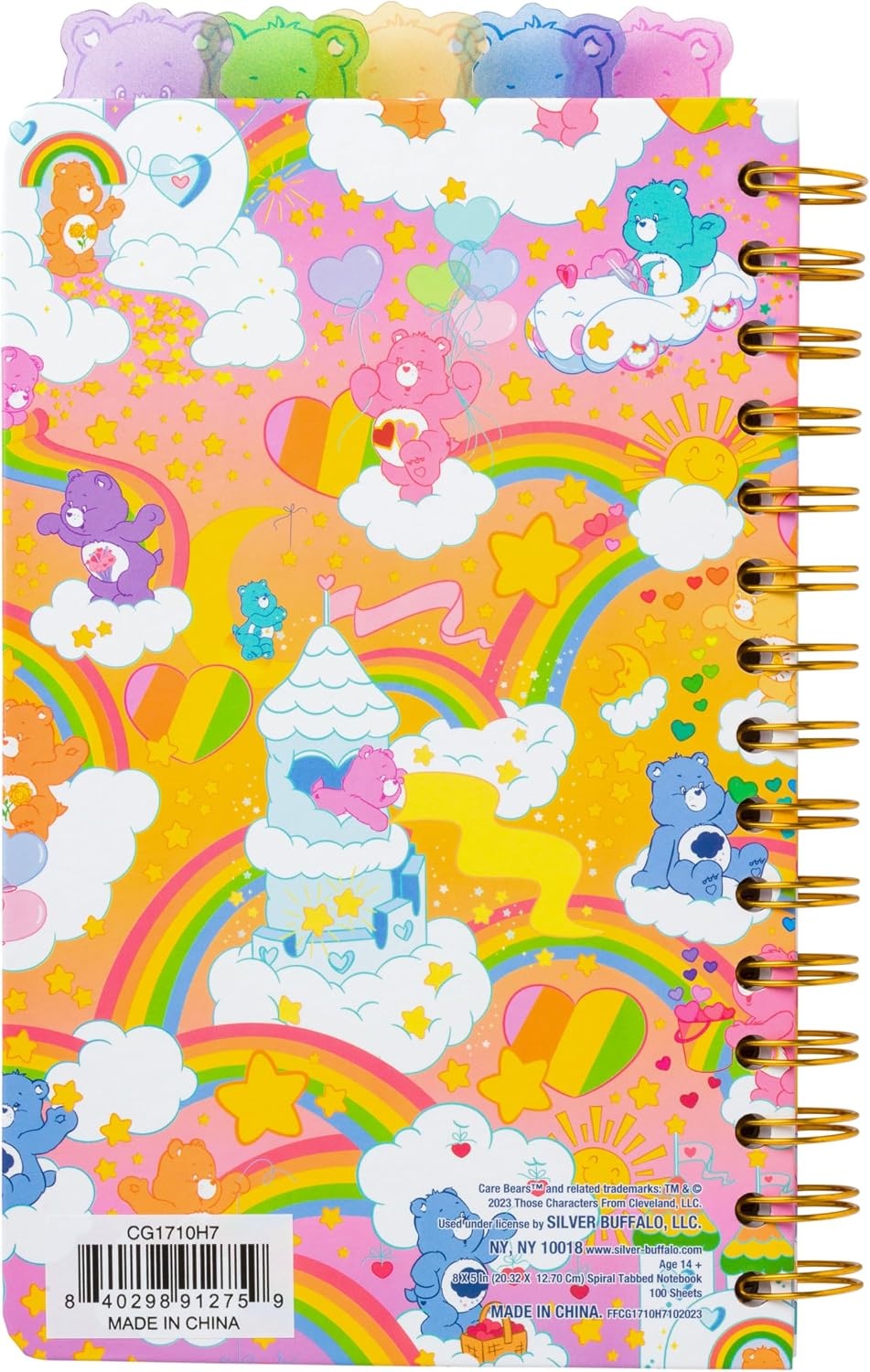 image:imageSilver Buffalo Care Bears Spiral Tabbed Notebook Featuring Grumpy Bear Share Bear Tenderheart Bear Cheer Bear Bedtime Bear and Good Luck Bear 8 x 5Care Bears