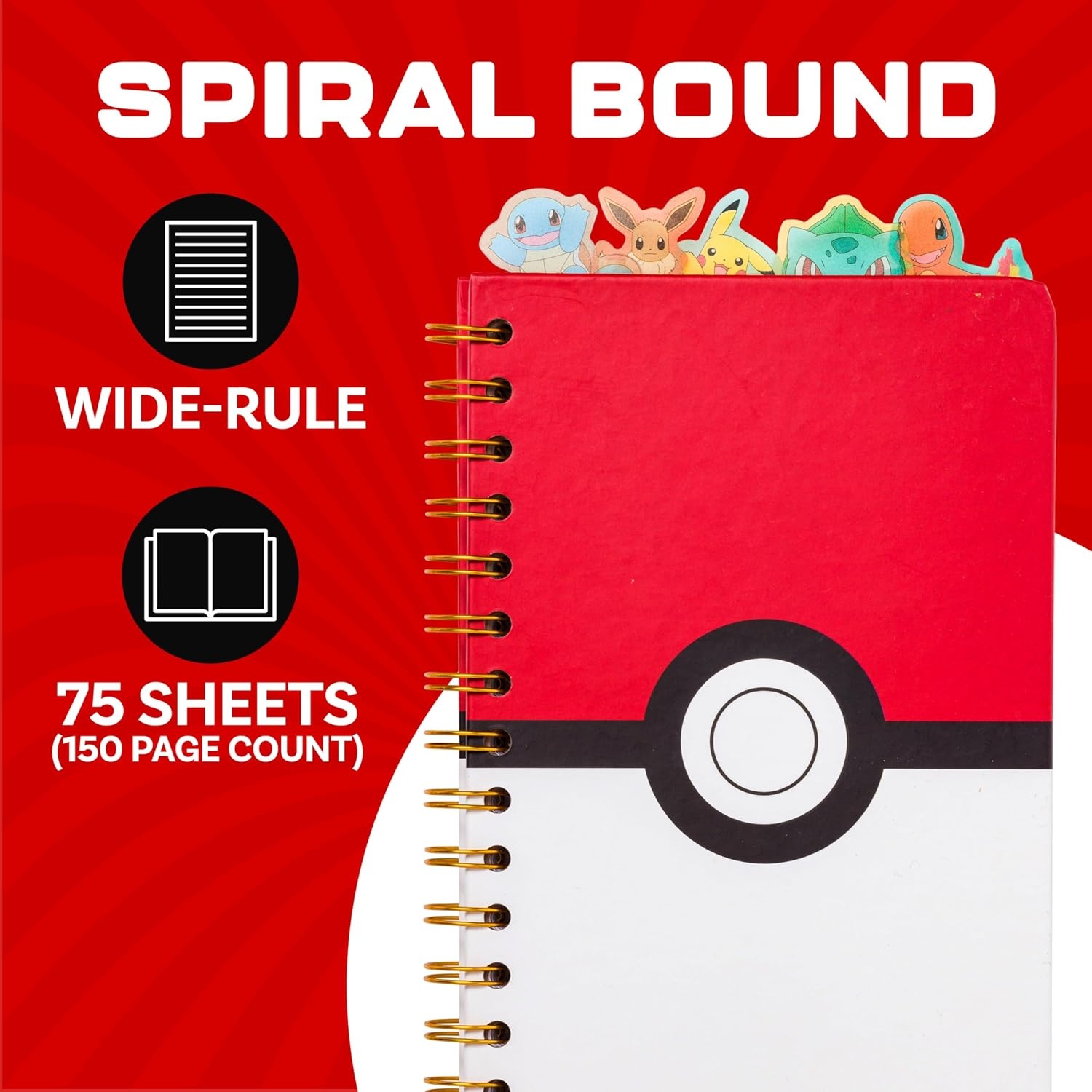 image:imageSilver Buffalo Care Bears Spiral Tabbed Notebook Featuring Grumpy Bear Share Bear Tenderheart Bear Cheer Bear Bedtime Bear and Good Luck Bear 8 x 5Pokemon Pokeball Starters Spiral