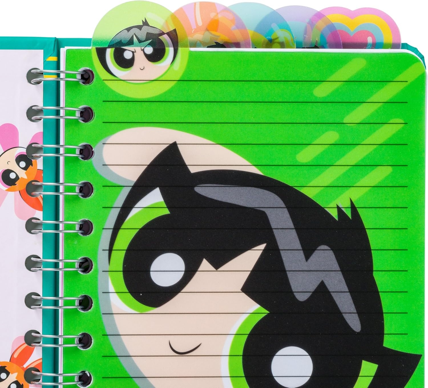 image:imageSilver Buffalo Care Bears Spiral Tabbed Notebook Featuring Grumpy Bear Share Bear Tenderheart Bear Cheer Bear Bedtime Bear and Good Luck Bear 8 x 5Power Puff Girls