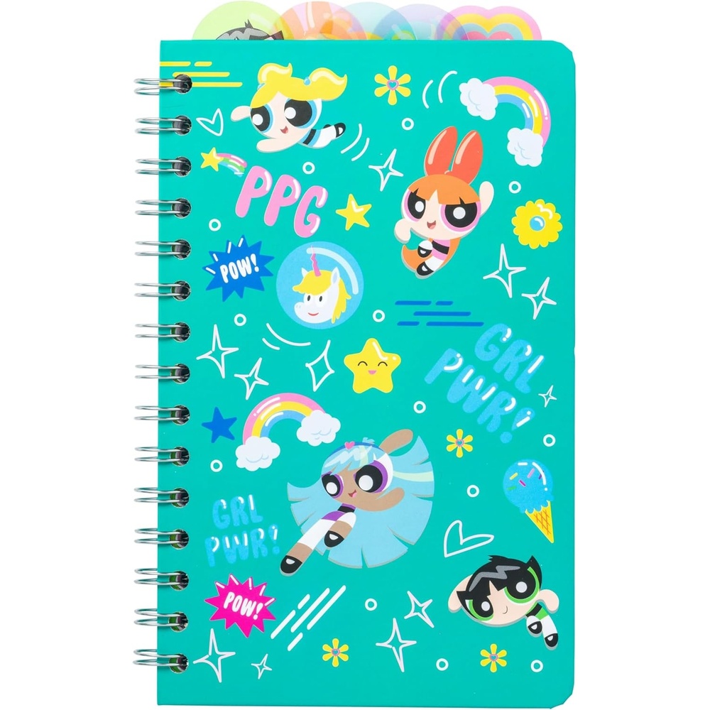 image:imageSilver Buffalo Care Bears Spiral Tabbed Notebook Featuring Grumpy Bear Share Bear Tenderheart Bear Cheer Bear Bedtime Bear and Good Luck Bear 8 x 5Power Puff Girls